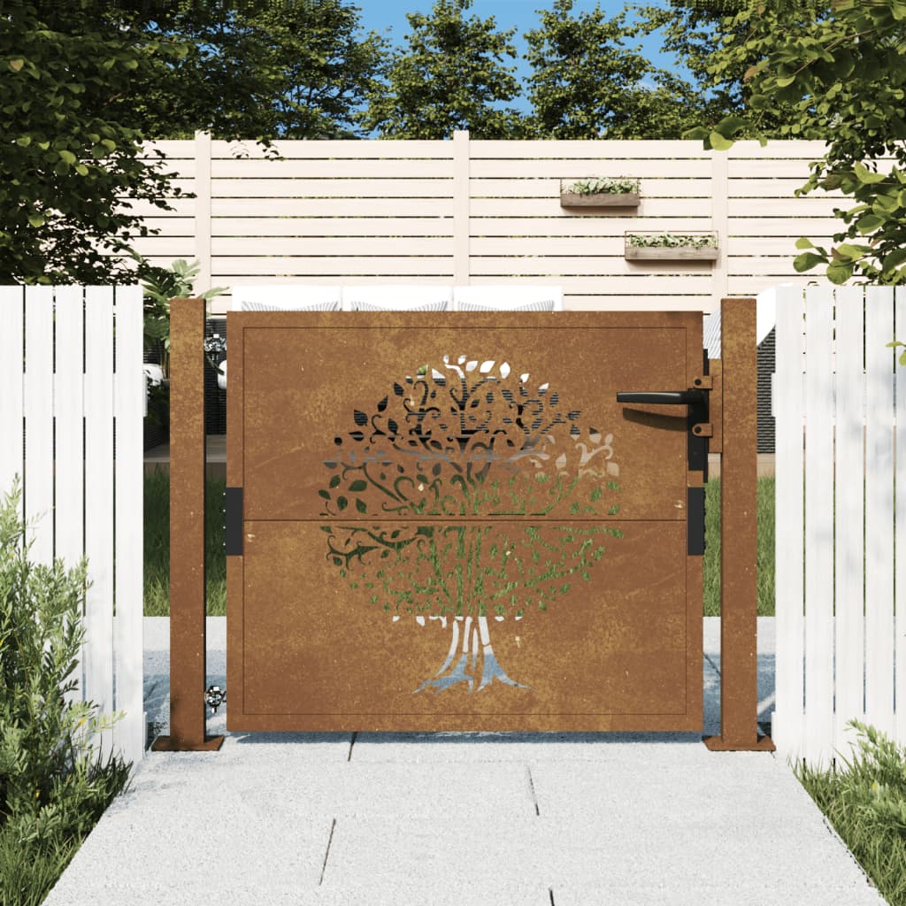 Poartă Pentru Grădină, , Oțel Corten, Model Copac