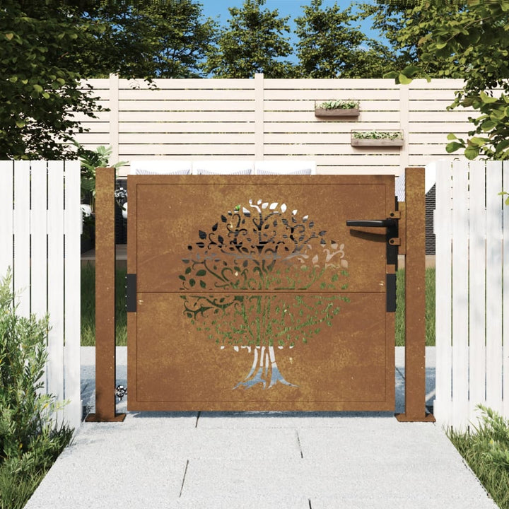 Poartă Pentru Grădină, , Oțel Corten, Model Copac