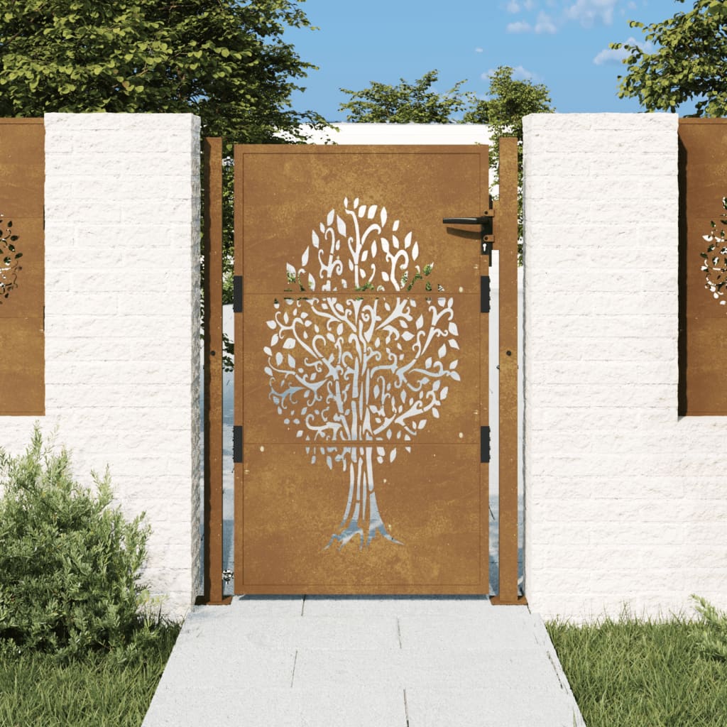 Poartă Pentru Grădină, , Oțel Corten, Model Copac