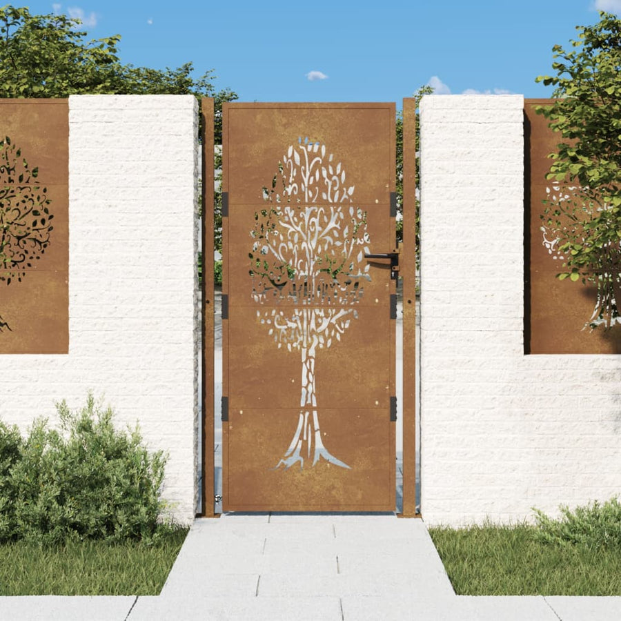 Poartă Pentru Grădină, , Oțel Corten, Model Copac