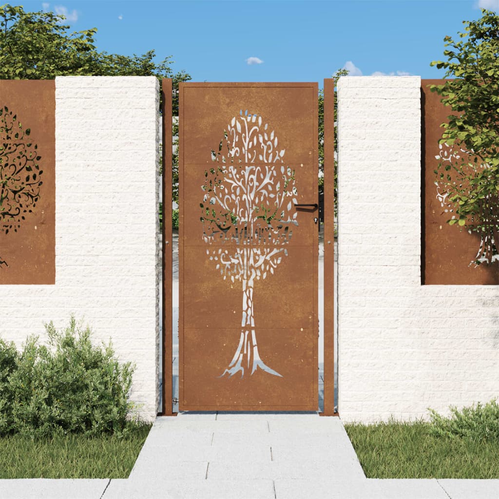 Poartă Pentru Grădină, , Oțel Corten, Model Copac