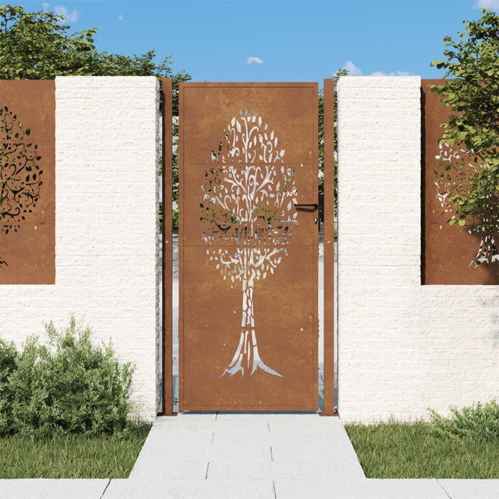 Poartă Pentru Grădină, , Oțel Corten, Model Copac