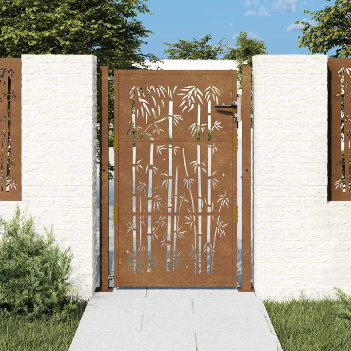Poartă Pentru Grădină, , Oțel Corten, Model Bambus