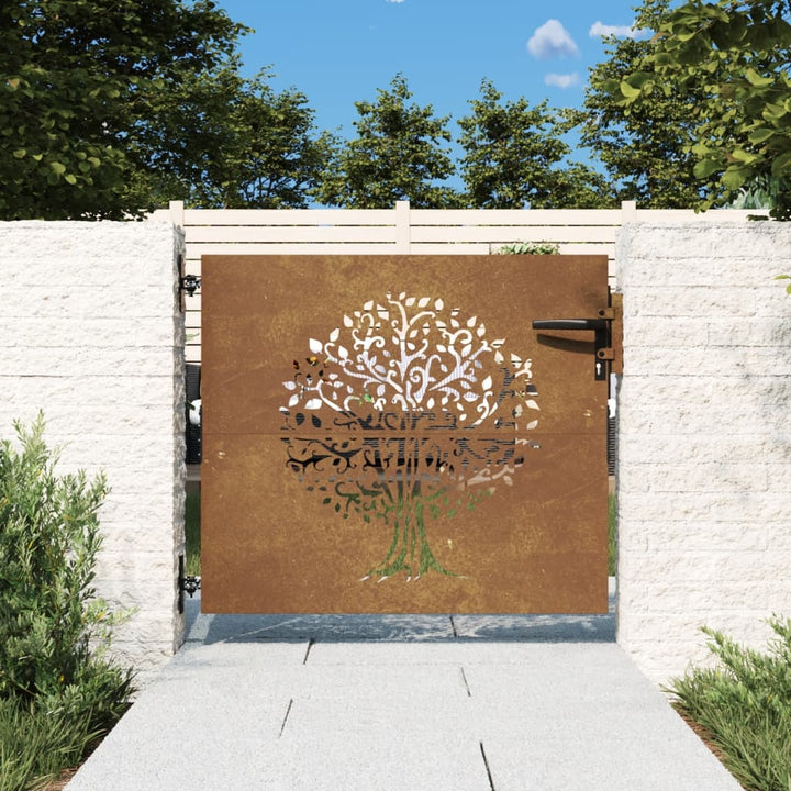 Poartă Pentru Grădină, , Oțel Corten, Model Copac