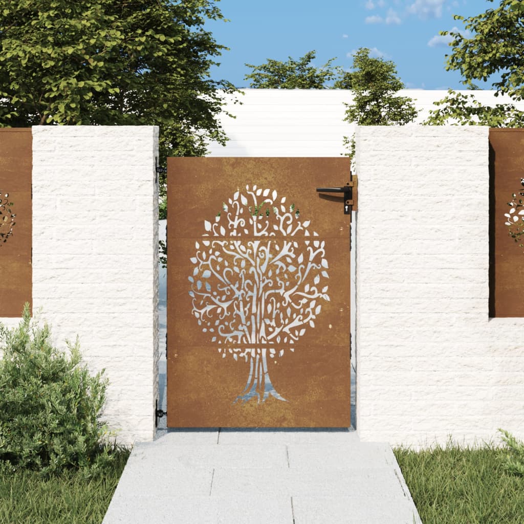 Poartă Pentru Grădină, , Oțel Corten, Model Copac