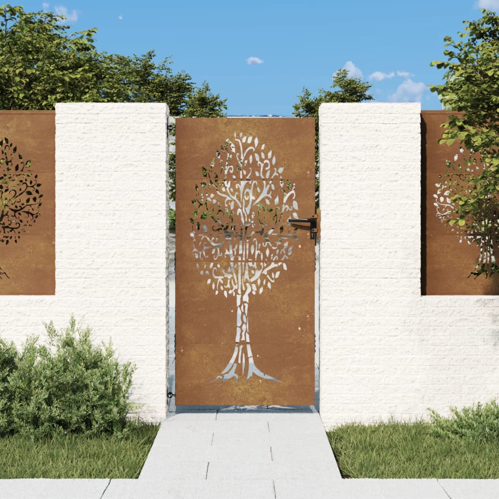 Poartă Pentru Grădină, , Oțel Corten, Model Copac