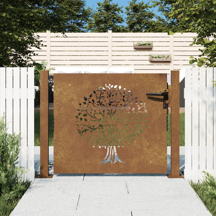 Poartă Pentru Grădină, , Oțel Corten, Model Copac