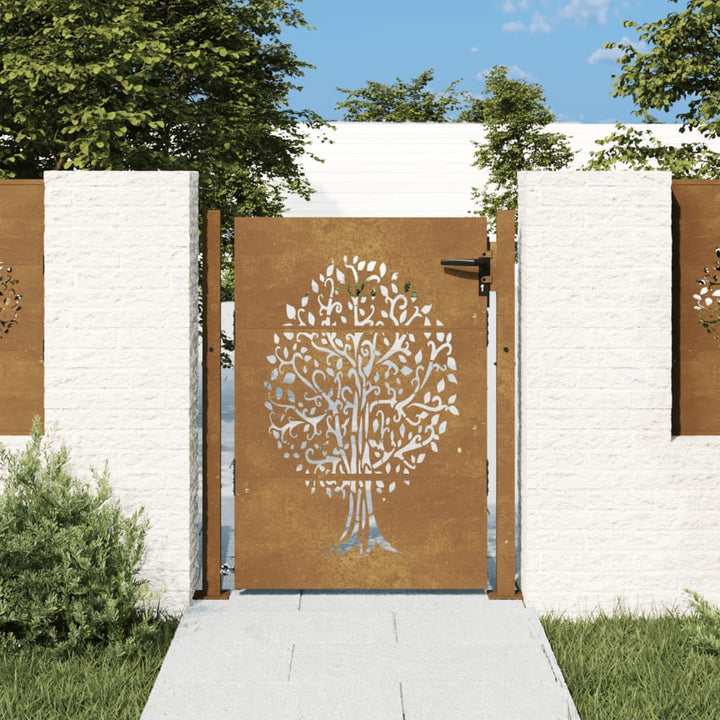 Poartă Pentru Grădină, , Oțel Corten, Model Copac