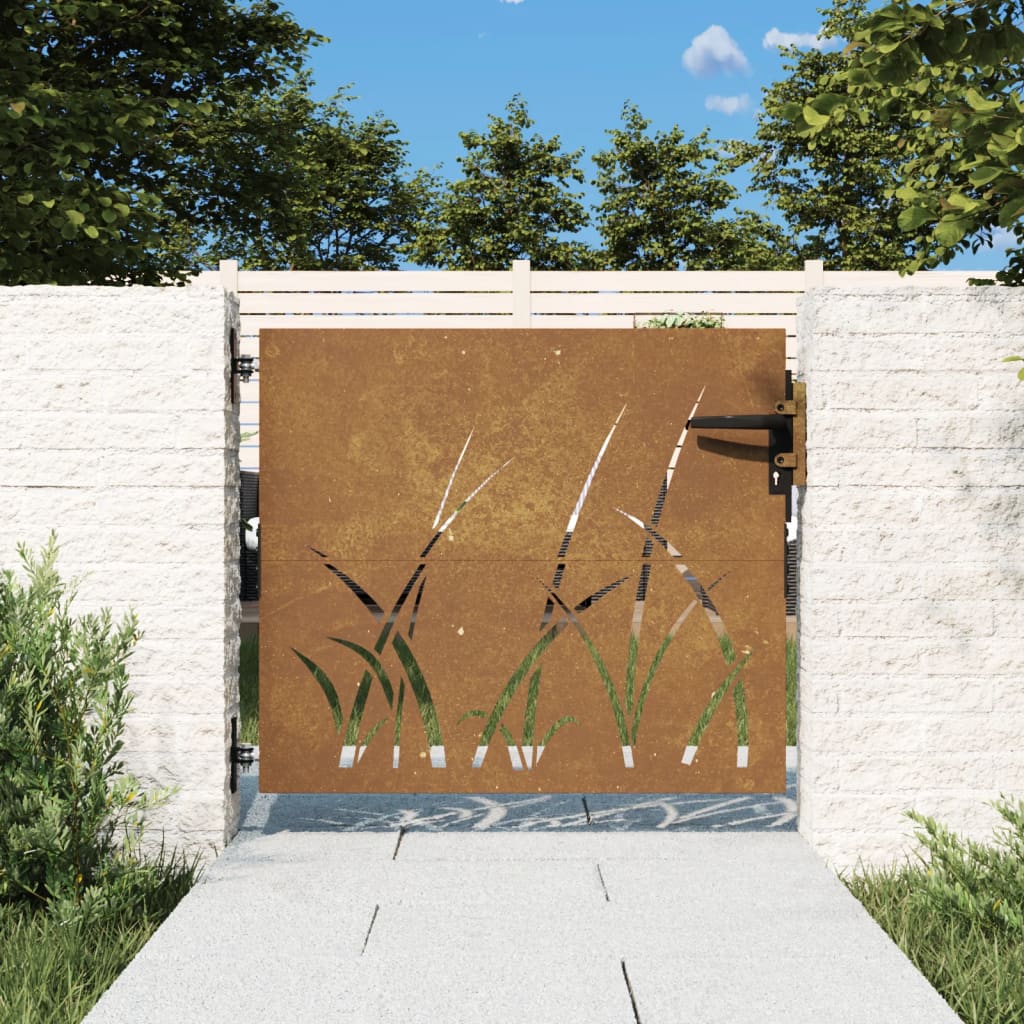 Poartă Pentru Grădină, , Oțel Corten, Model Iarbă