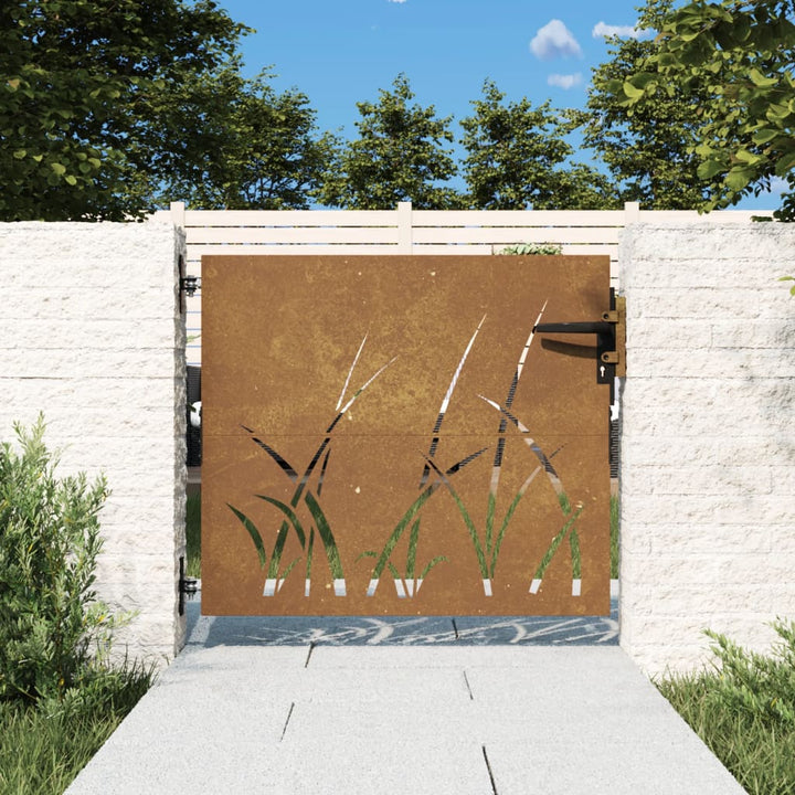 Poartă Pentru Grădină, , Oțel Corten, Model Iarbă