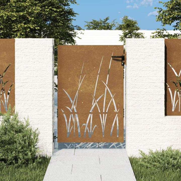 Poartă Pentru Grădină, , Oțel Corten, Model Iarbă