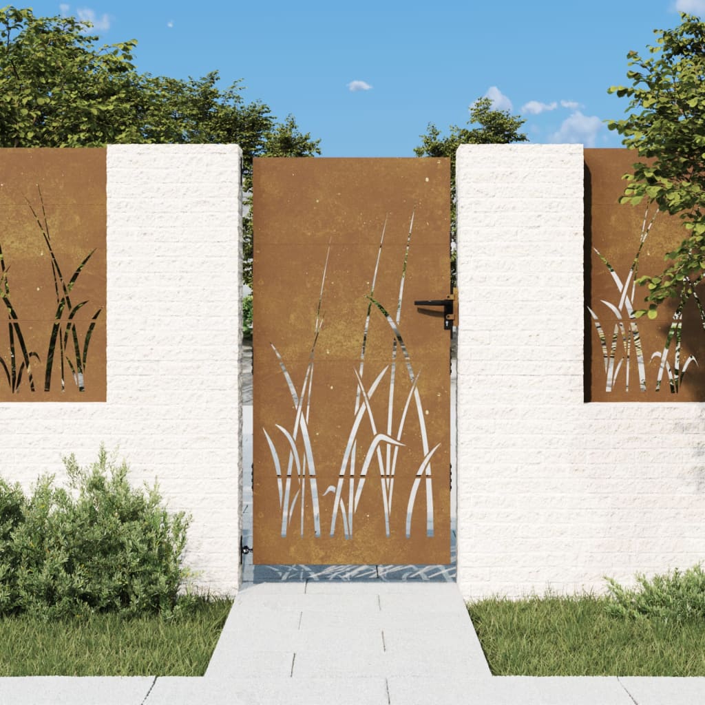 Poartă Pentru Grădină, , Oțel Corten, Model Iarbă