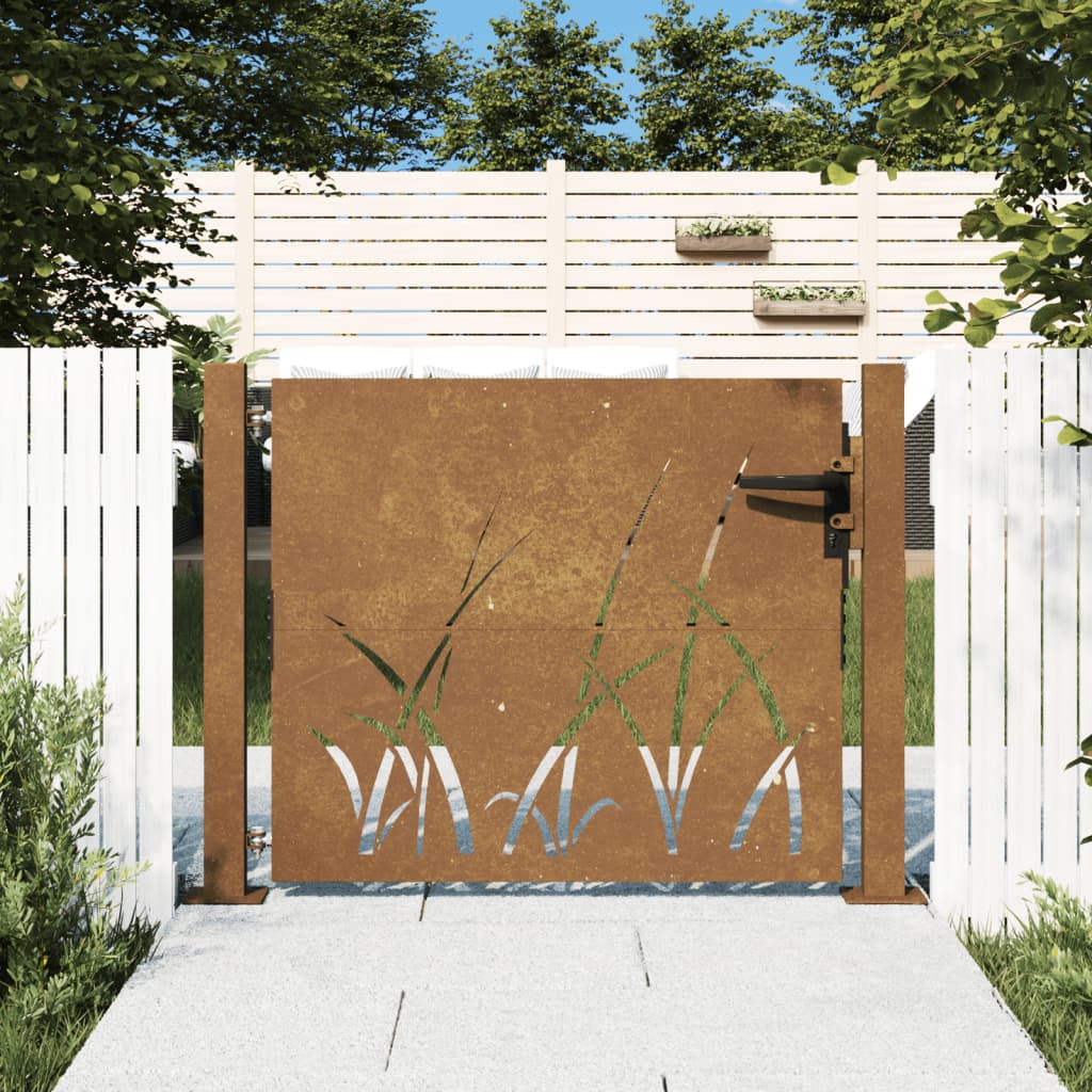 Poartă Pentru Grădină, , Oțel Corten, Model Iarbă