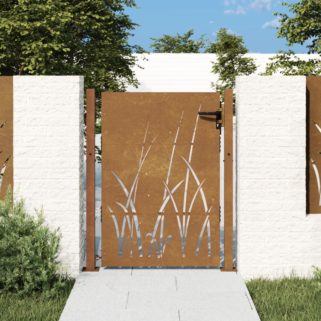 Poartă Pentru Grădină, , Oțel Corten, Model Iarbă