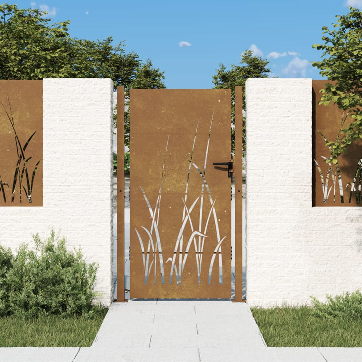 Poartă Pentru Grădină, , Oțel Corten, Model Iarbă