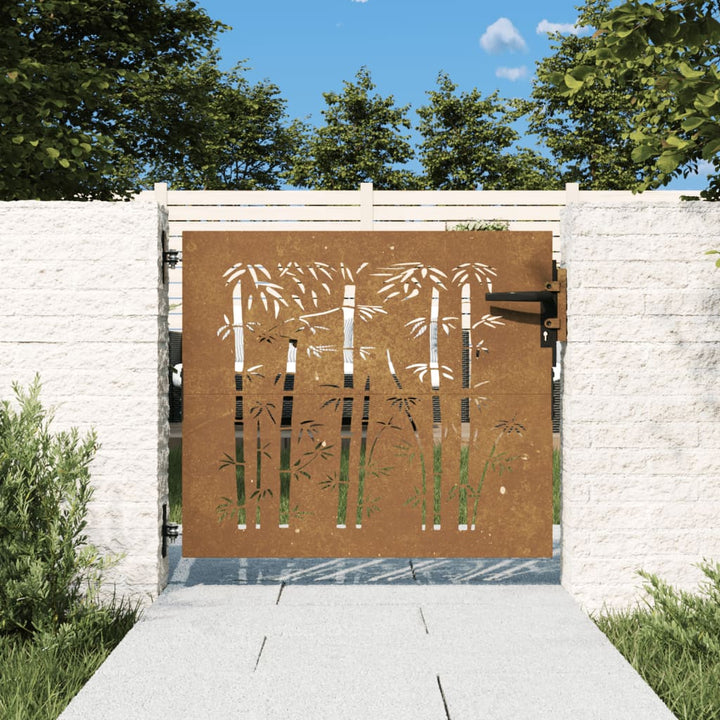 Poartă Pentru Grădină, , Oțel Corten, Model Bambus