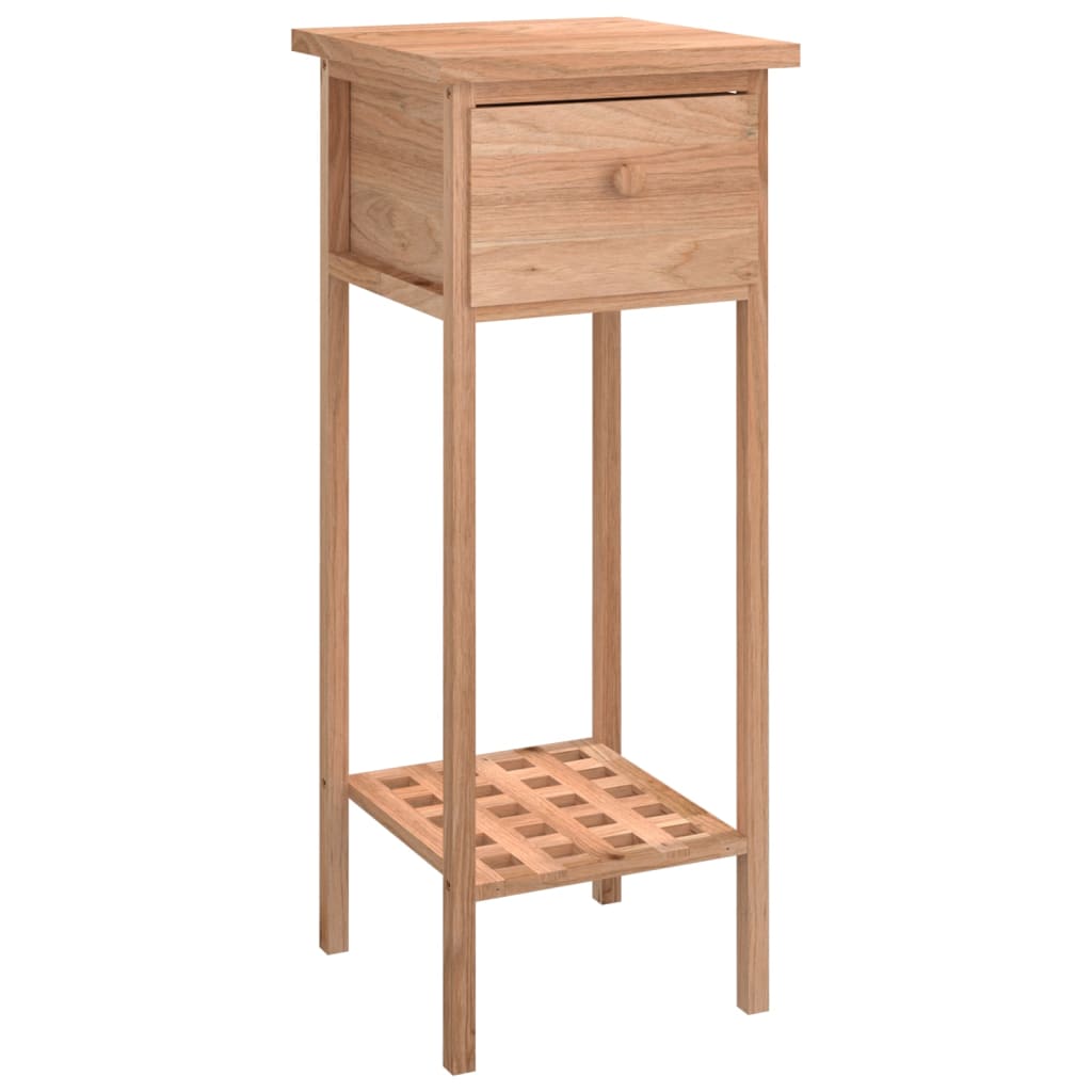 Masă Laterală Cu Sertar, 25X25X60 Cm, Lemn Masiv De Nuc