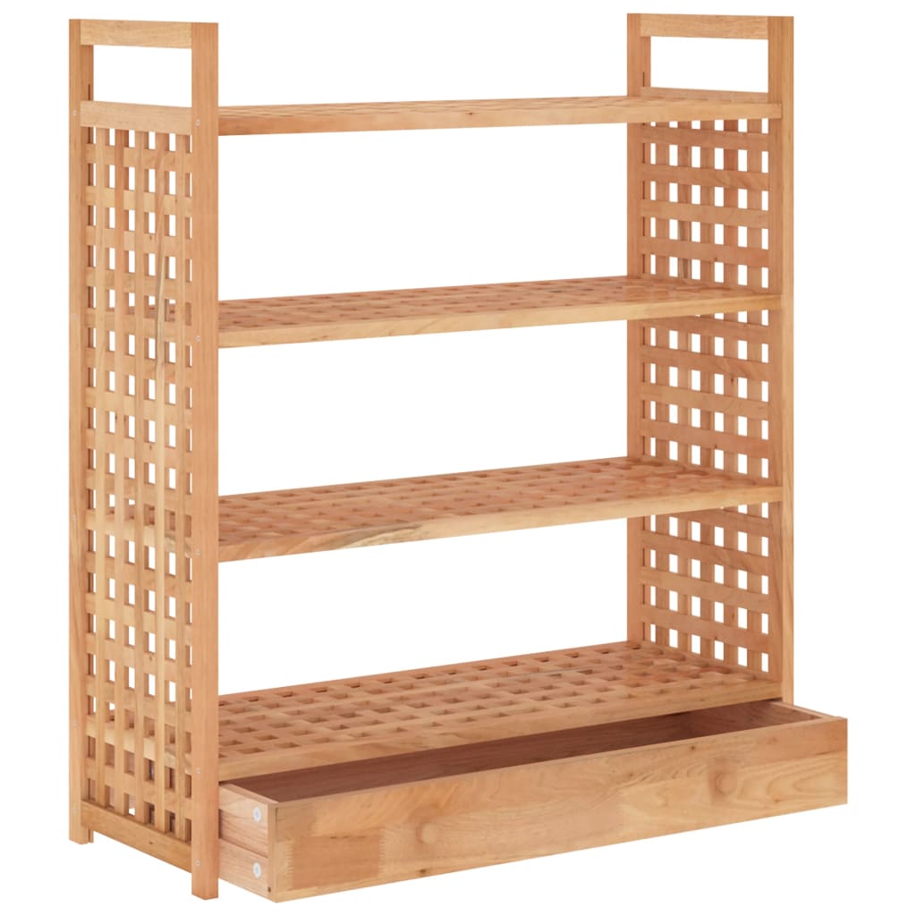 Suport De Pantofi Cu Sertar, 70X27X81 Cm, Lemn Masiv De Nuc