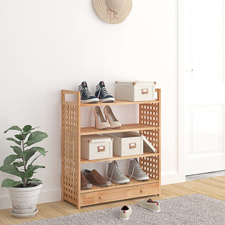 Suport De Pantofi Cu Sertar, 70X27X81 Cm, Lemn Masiv De Nuc
