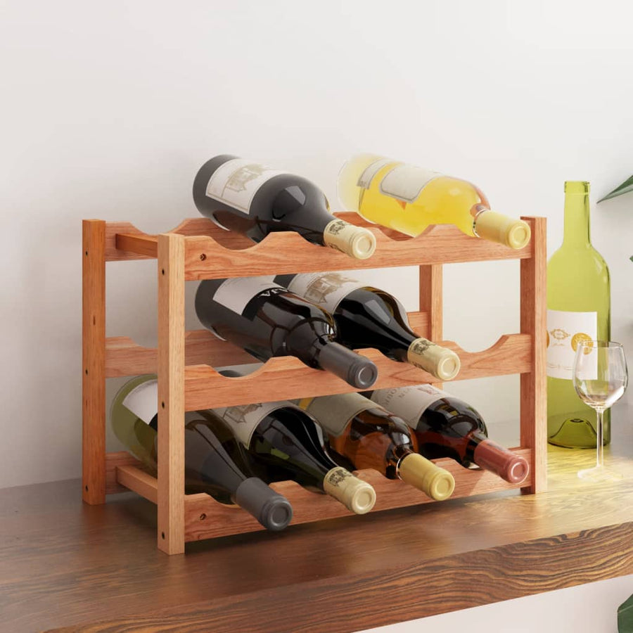 Raft De Vin Pentru 12 Sticle, Lemn Masiv De Nuc