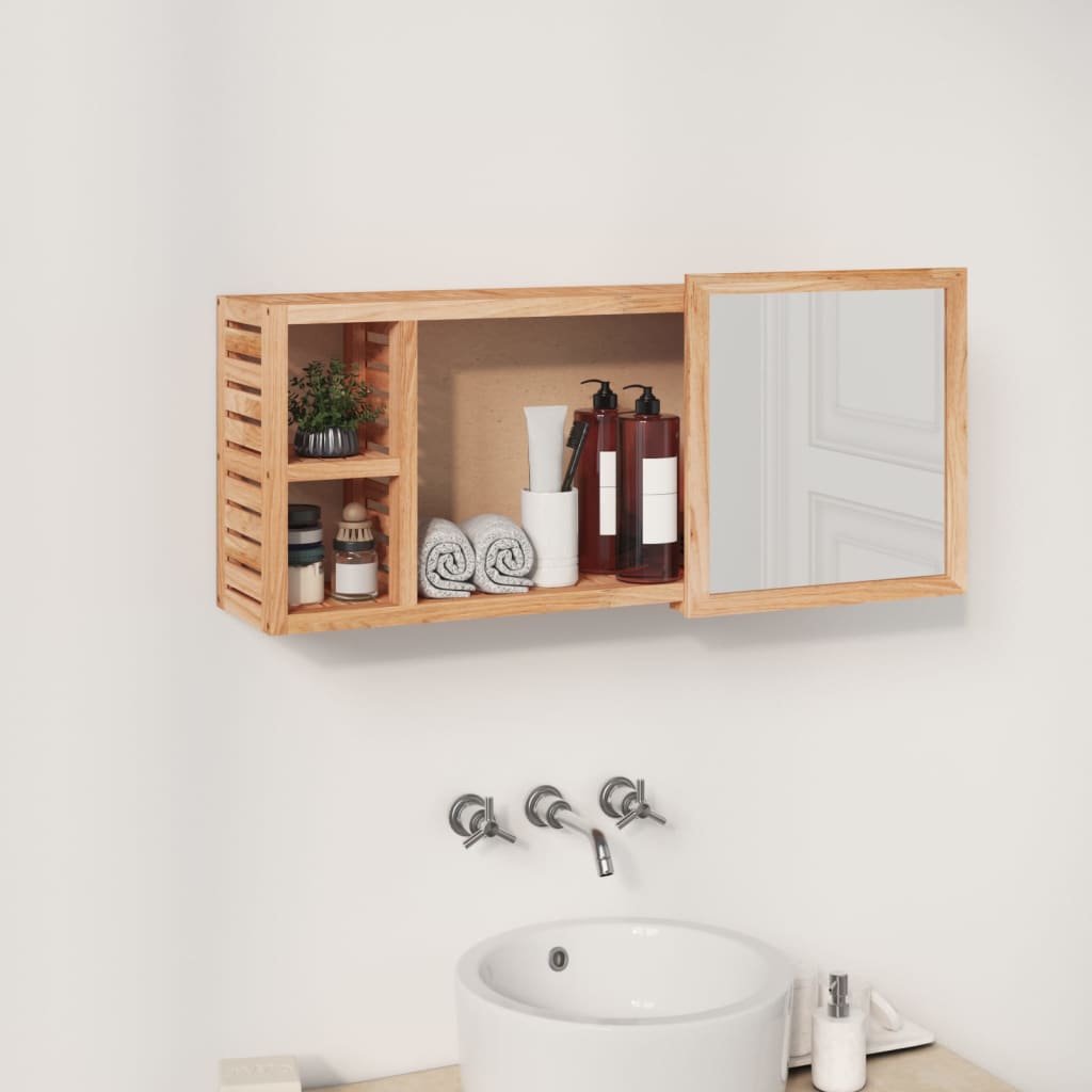 Dulap Cu Oglindă, 80X17X34 Cm, Lemn Masiv De Nuc