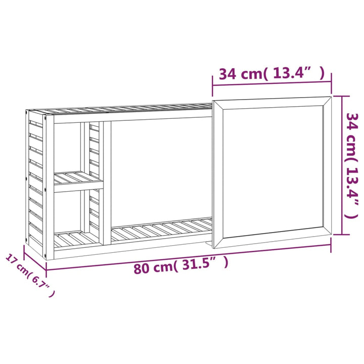 Dulap Cu Oglindă, 80X17X34 Cm, Lemn Masiv De Nuc