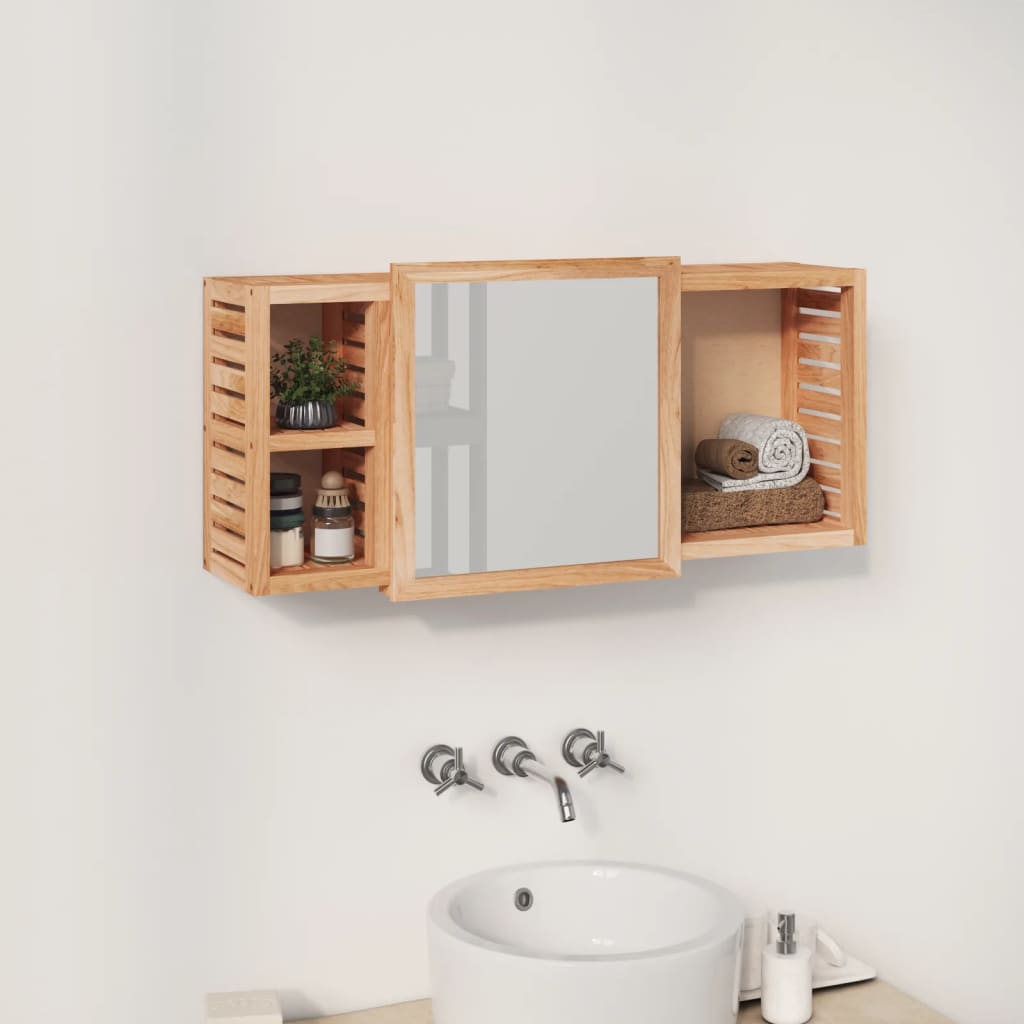 Dulap Cu Oglindă, 80X17X34 Cm, Lemn Masiv De Nuc