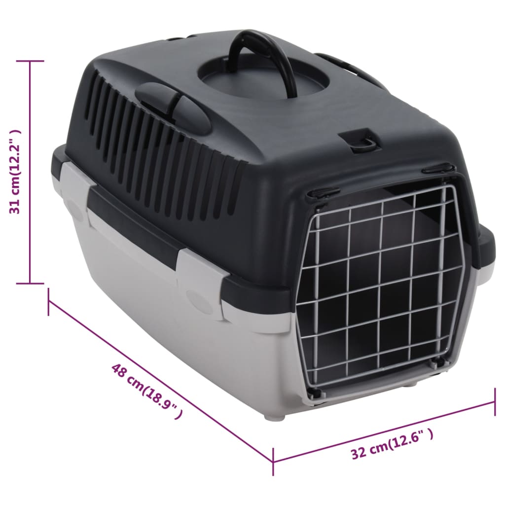 Cutie De Transport Animale, Gri Și Negru, , Pp