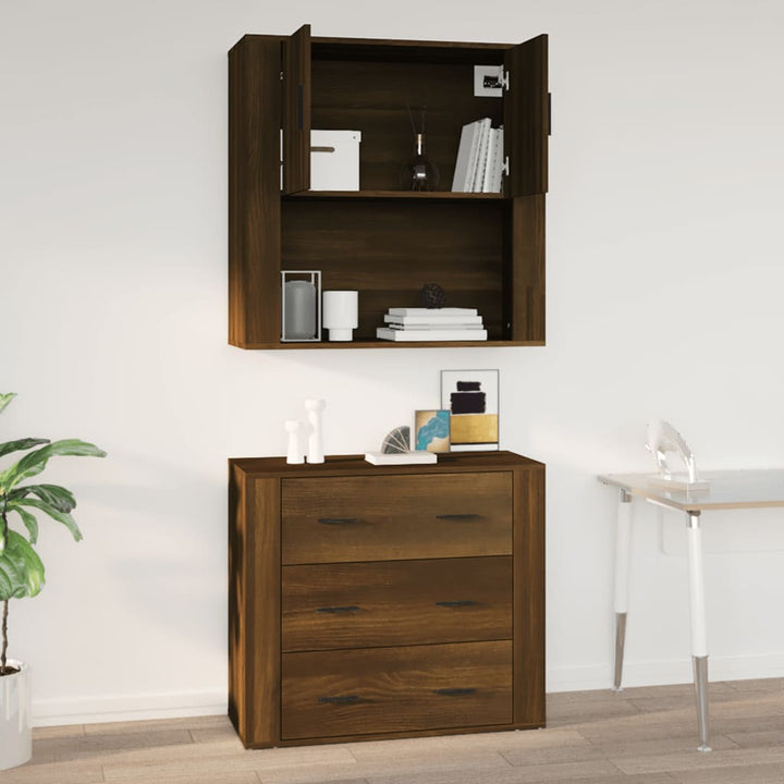 Dulap De Perete, Stejar Maro,80X33X80 Cm, Lemn Prelucrat