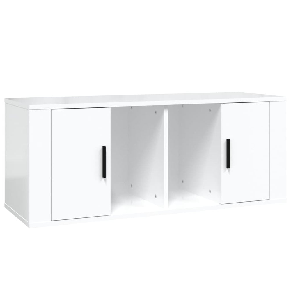 Comodă Tv, Alb Extralucios, 100X35X40 Cm, Lemn Prelucrat