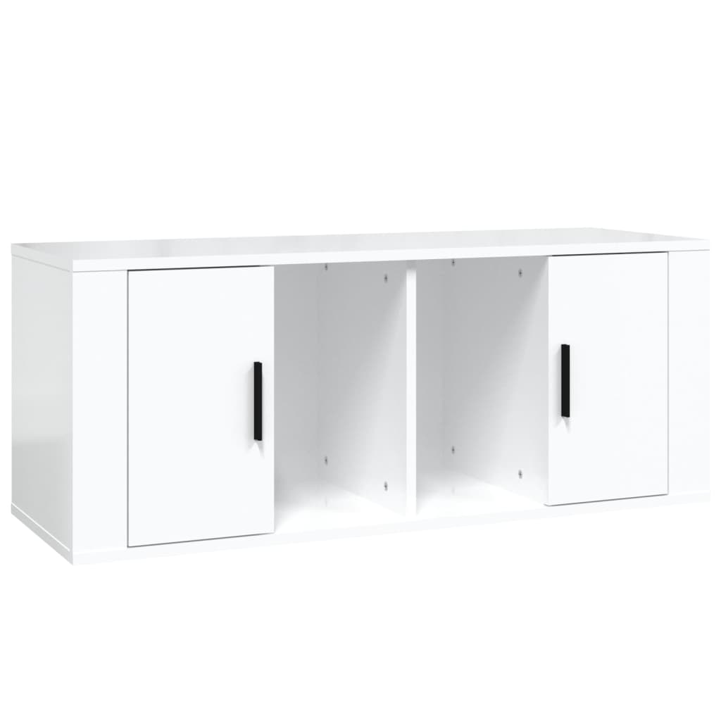 Comodă Tv, Alb Extralucios, 100X35X40 Cm, Lemn Prelucrat