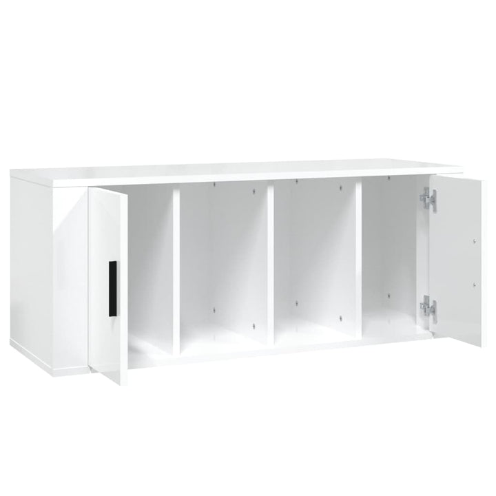 Comodă Tv, Alb Extralucios, 100X35X40 Cm, Lemn Prelucrat