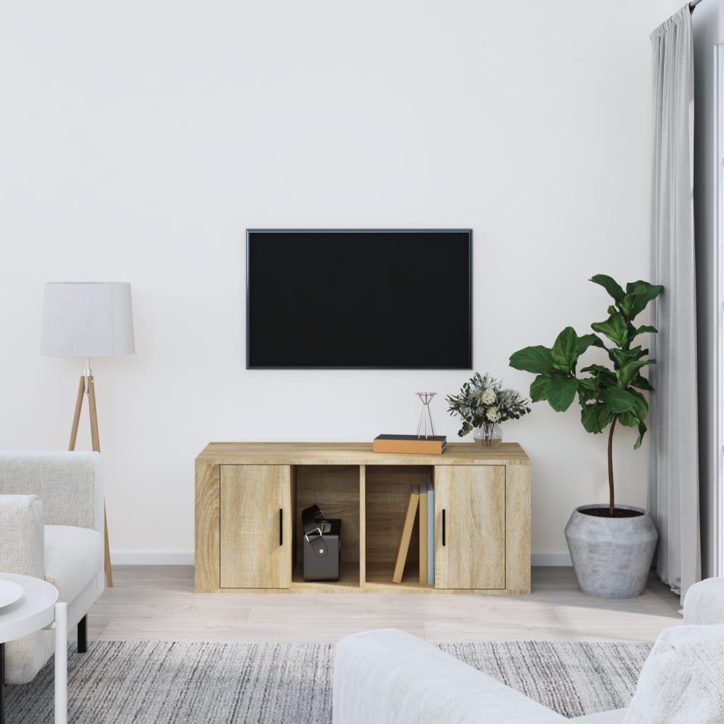 Comodă Tv, Alb Extralucios, 100X35X40 Cm, Lemn Prelucrat