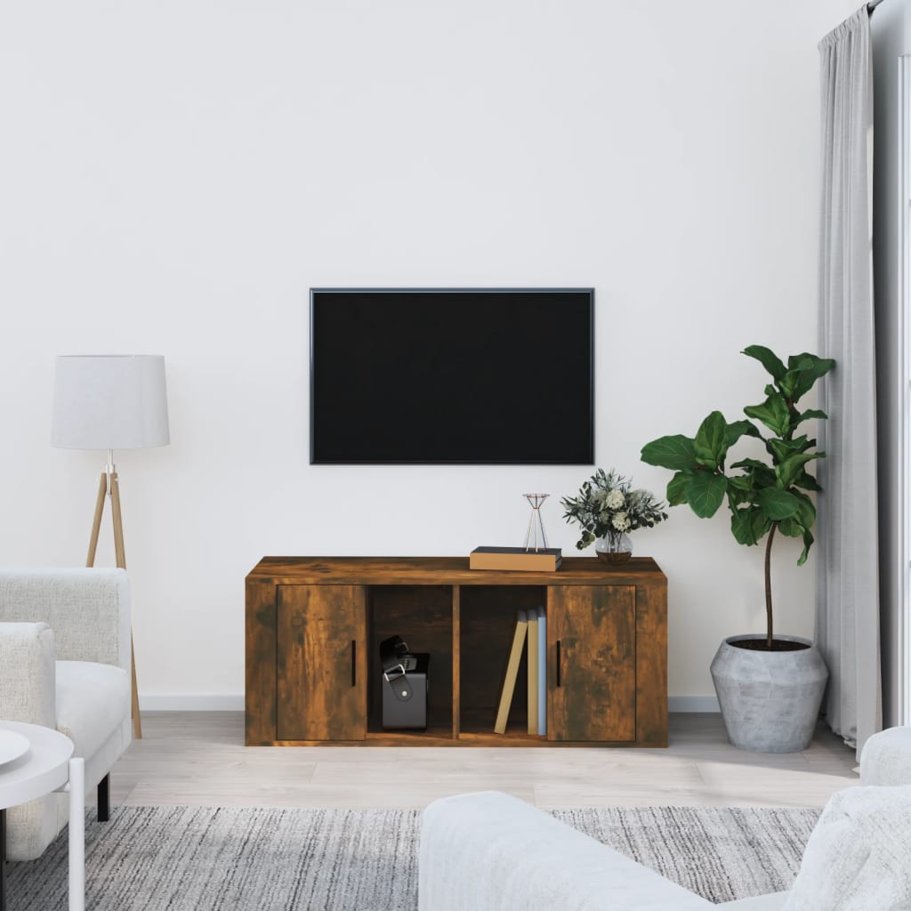 Comodă Tv, Alb Extralucios, 100X35X40 Cm, Lemn Prelucrat