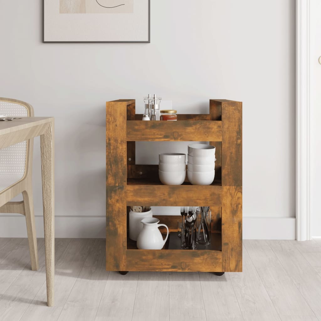 Cărucior De Bucătărie Stejar Fumuriu 60X45X80 Cm Lemn Prelucrat