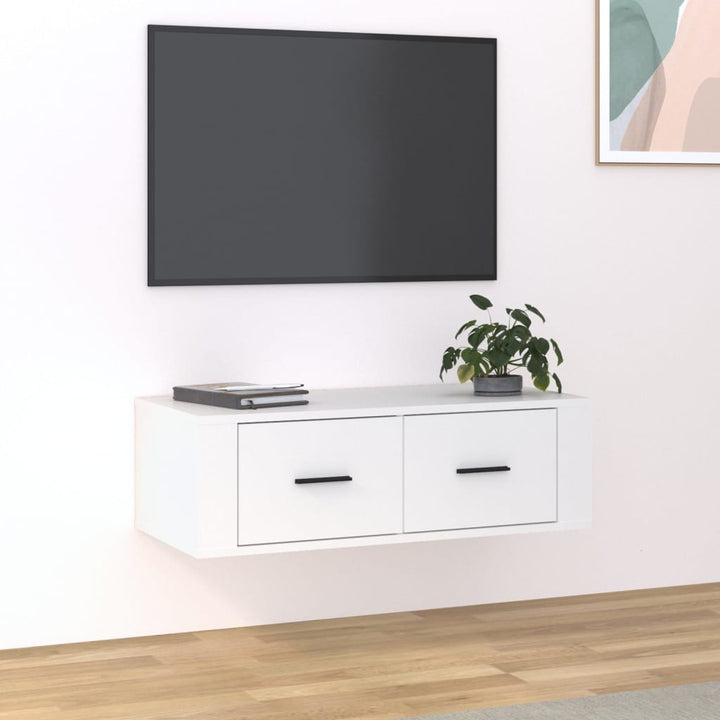 Dulap Tv Suspendat, Alb Extralucios, 80X36X25 Cm, Lemn Compozit