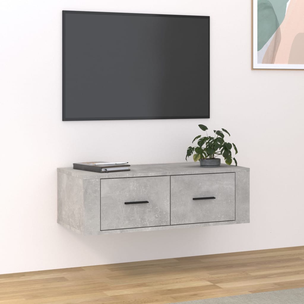 Dulap Tv Suspendat, Alb Extralucios, 80X36X25 Cm, Lemn Compozit