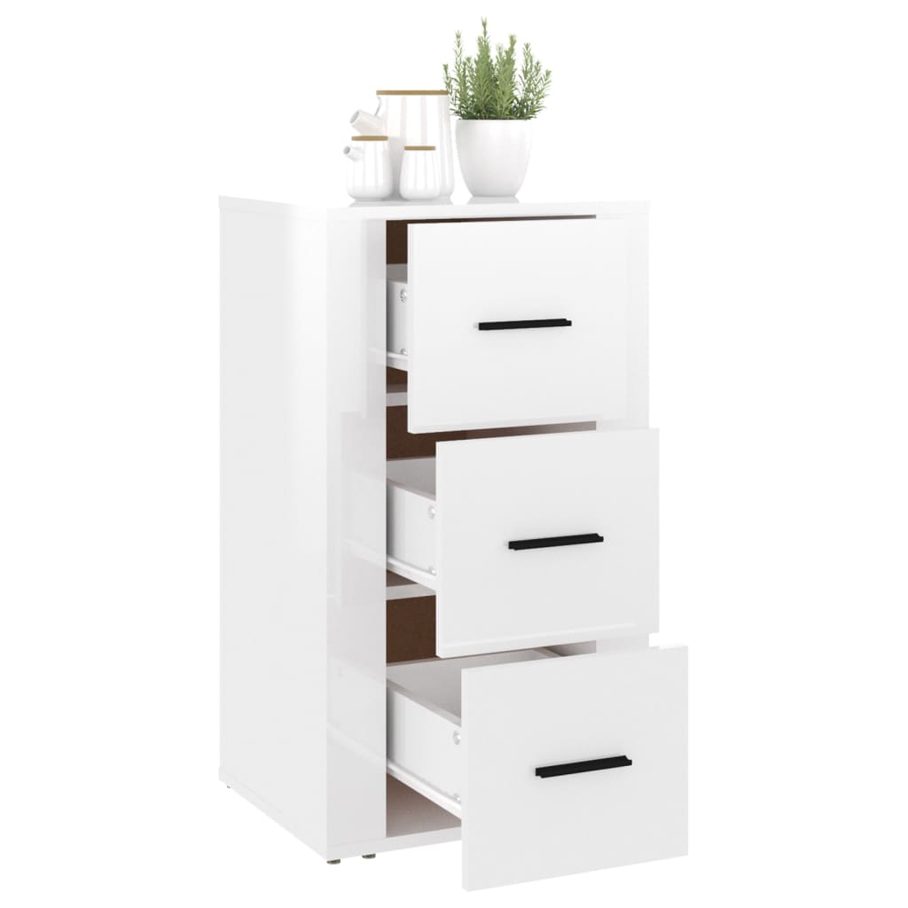 Dulap, Alb Extralucios, 40X33X70 Cm, Lemn Prelucrat