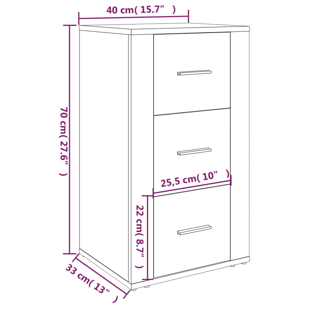 Dulap, Alb Extralucios, 40X33X70 Cm, Lemn Prelucrat