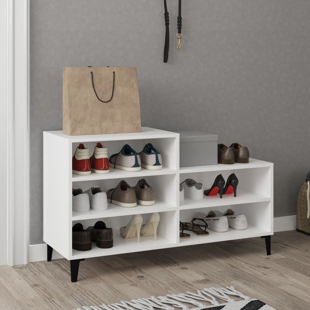 Pantofar, Alb Extralucios, 102X36X60 Cm, Lemn Compozit