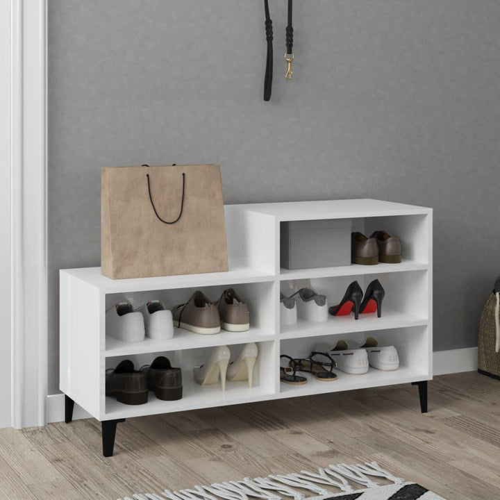 Pantofar, Alb Extralucios, 102X36X60 Cm, Lemn Compozit