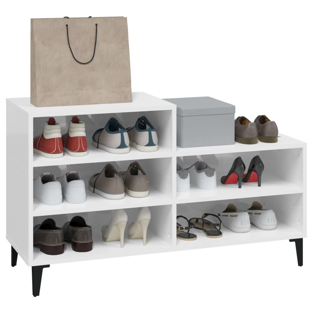Pantofar, Alb Extralucios, 102X36X60 Cm, Lemn Compozit