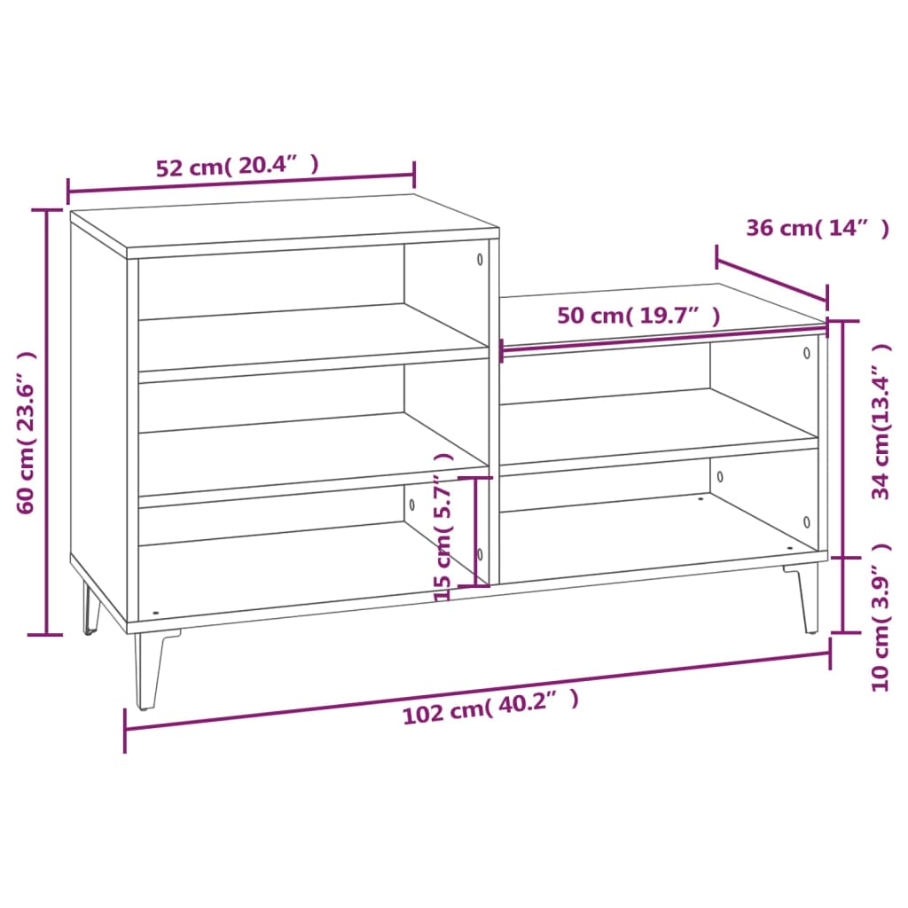 Pantofar, Alb Extralucios, 102X36X60 Cm, Lemn Compozit