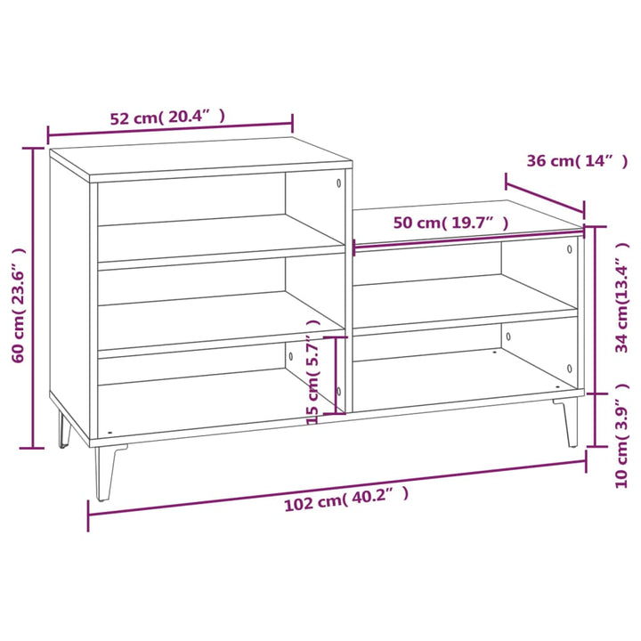 Pantofar, Alb Extralucios, 102X36X60 Cm, Lemn Compozit