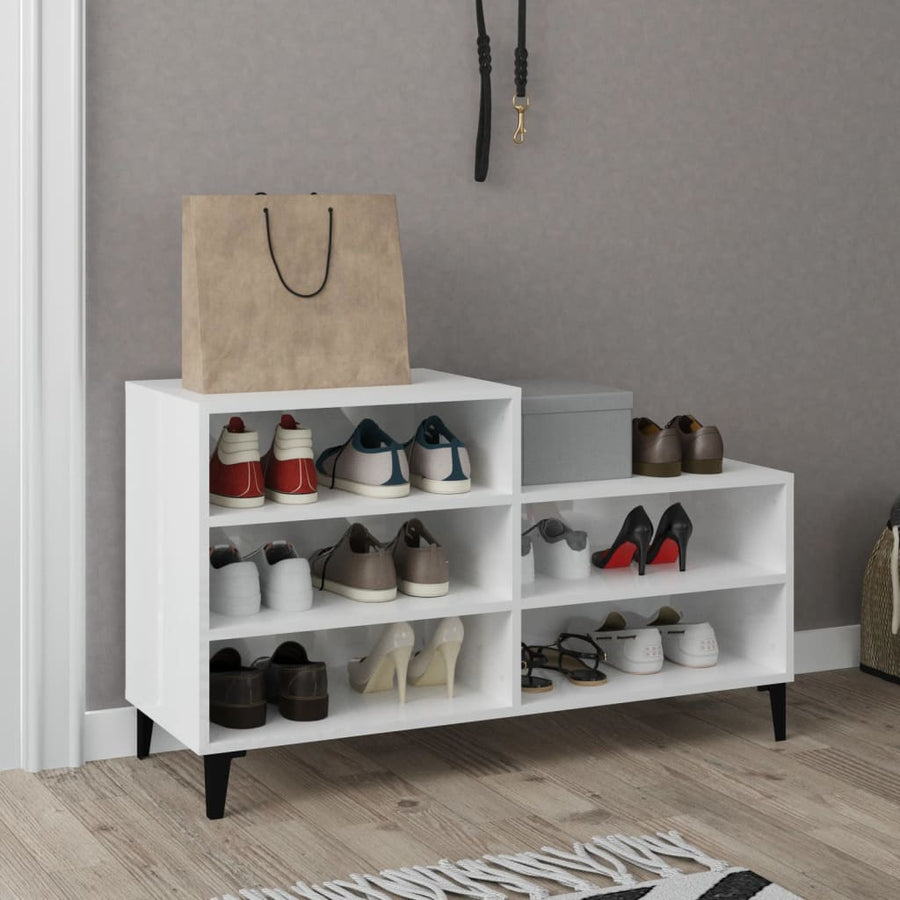 Pantofar, Alb Extralucios, 102X36X60 Cm, Lemn Compozit
