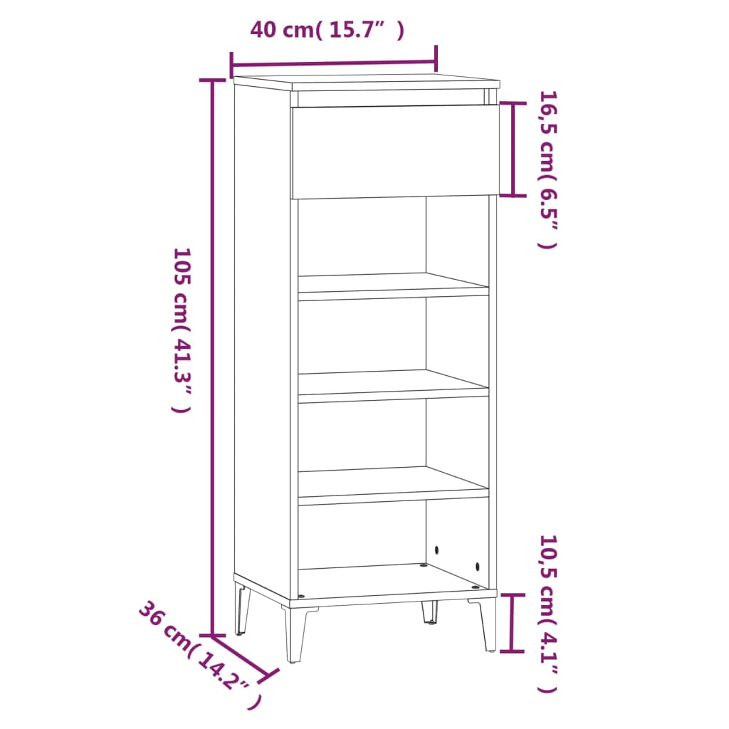Pantofar, Stejar Maro, 40X36X105 Cm, Lemn Prelucrat