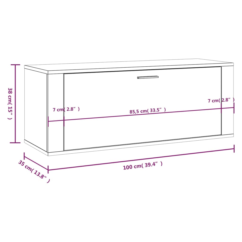 Pantofar De Perete, , 100X35X38 Cm, Lemn Prelucrat