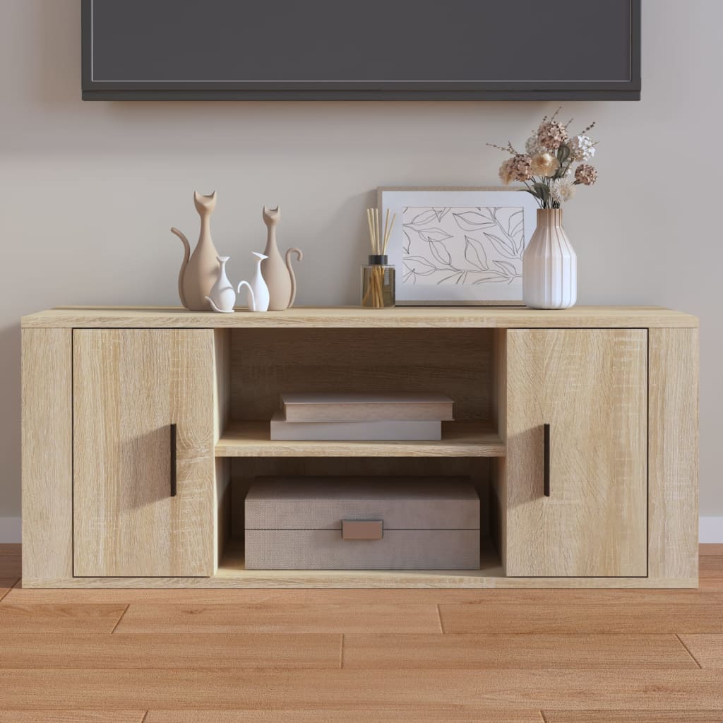 Comodă Tv, Stejar Fumuriu, 100X35X40 Cm, Lemn Prelucrat