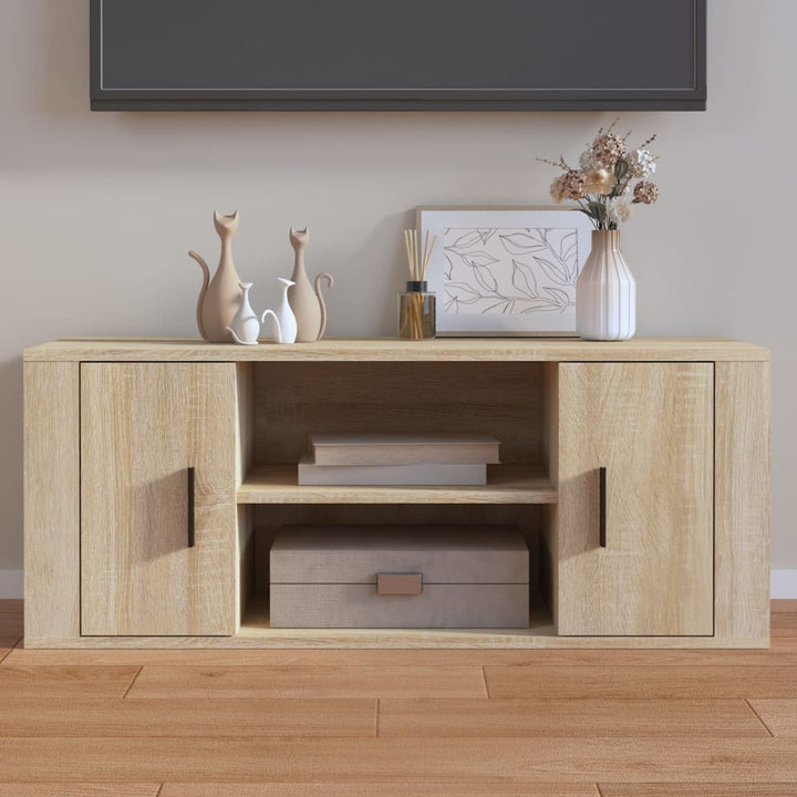 Comodă Tv, Stejar Fumuriu, 100X35X40 Cm, Lemn Prelucrat