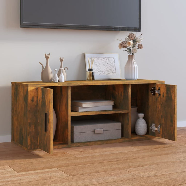 Comodă Tv, Stejar Fumuriu, 100X35X40 Cm, Lemn Prelucrat